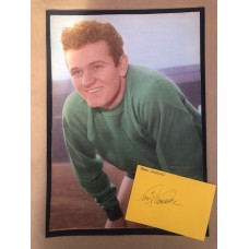 Unsigned picture with Signed card by Tommy Lawrence the Liverpool footballer.